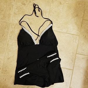 Black and white tankini